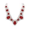 Image 1 : 75.21 ctw Ruby & VS Diamond Necklace 18K Rose Gold