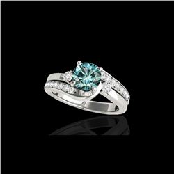 1.75 ctw SI Certified Fancy Blue Diamond Bypass Ring 10K White Gold