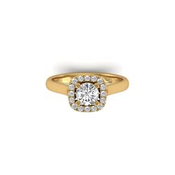 1.01 ctw Certified VS/SI Diamond Solitaire Halo Ring 18K Yellow Gold