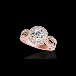 1.4 ctw Certified Diamond Solitaire Halo Ring 10K Rose Gold