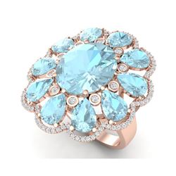 20.54 ctw Sky Topaz & VS Diamond Ring 18K Rose Gold