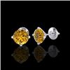 Image 2 : 2.5 ctw Intense Fancy Yellow Diamond Art Deco Earrings 18K White Gold