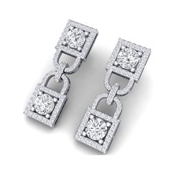 4 ctw Certified SI/I Diamond Halo Earrings 18K White Gold