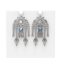 15.53 ctw Aquamarine & Diamond Earrings 18K White Gold