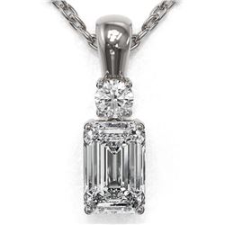 0.6 ctw Emerald Cut Diamond Designer Necklace 18K White Gold