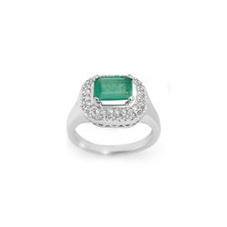 1.90 ctw Emerald & Diamond Ring 14K White Gold