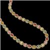Image 2 : 31.96 ctw Multi Color Sapphire & Diamond Micro Pave Necklace 10K Yellow Gold