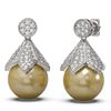 Image 2 : 1.56 ctw Diamond and Pearl Earrings 18K White Gold