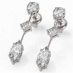 1.85 ctw Marquise Cut Diamond Designer Earrings 18K White Gold