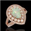 Image 1 : 4.19 ctw Certified Opal & Diamond Victorian Ring 14K Rose Gold