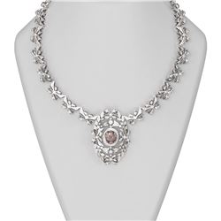 12.01 ctw Morganite & Diamond Necklace 18K White Gold