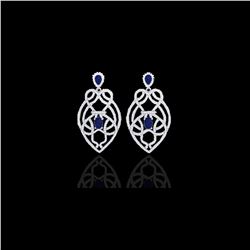 7 ctw Sapphire & Micro VS/SI Diamond Heart Earrings 14K White Gold
