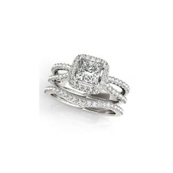 1.71 ctw Certified VS/SI Princess Diamond 2pc Set Ring Halo 14K White Gold