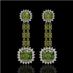 18.38 ctw Tourmaline & Diamond Earrings 14K Yellow Gold