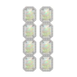 12.99 ctw Opal & Diamond Micro Pave Halo Earrings 10K White Gold