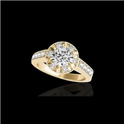 2 ctw Certified Diamond Solitaire Halo Ring 10K Yellow Gold
