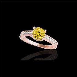 1.45 ctw Certified SI Intense Yellow Diamond Antique Ring 10K Rose Gold