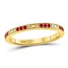 Image 1 : 10kt Yellow Gold Round Ruby Single Row Flourished Stackable Band Ring 1/8 Cttw