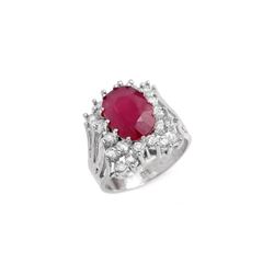 4.62 ctw Ruby & Diamond Ring 18K White Gold