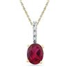 Image 1 : 10kt Yellow Gold Oval Lab-Created Ruby Solitaire Diamond Pendant 1.00 Cttw