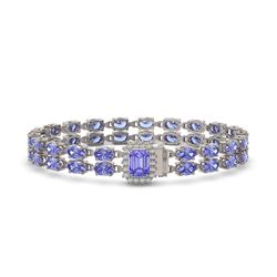 26.86 ctw Tanzanite & Diamond Bracelet 14K White Gold