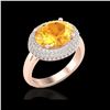 Image 1 : 4 ctw Citrine & Micro Pave VS/SI Diamond Certified Ring 14K Rose Gold