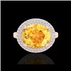 Image 2 : 4 ctw Citrine & Micro Pave VS/SI Diamond Certified Ring 14K Rose Gold