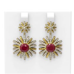 6.23 ctw Ruby & Diamond Earrings 18K Yellow Gold