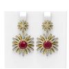 Image 1 : 6.23 ctw Ruby & Diamond Earrings 18K Yellow Gold