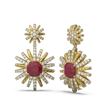 Image 2 : 6.23 ctw Ruby & Diamond Earrings 18K Yellow Gold