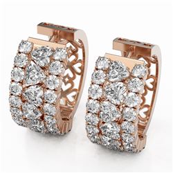 12.34 ctw Heart Diamond Designer Earrings 18K Rose Gold