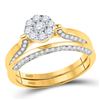 Image 1 : 10kt Yellow Gold Round Diamond Cluster Bridal Wedding Engagement Ring Band Set 5/8 Cttw