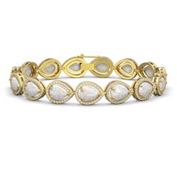 17.15 ctw Opal & Diamond Micro Pave Halo Bracelet 10K Yellow Gold
