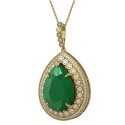 42.84 ctw Emerald & Diamond Victorian Necklace 14K Yellow Gold