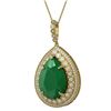 Image 1 : 42.84 ctw Emerald & Diamond Victorian Necklace 14K Yellow Gold