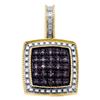 Image 1 : Yellow-tone Sterling Silver Round Brown Diamond Square Cluster Pendant 1/5 Cttw