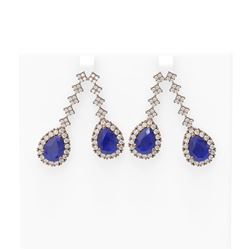 15.49 ctw Sapphire & Diamond Earrings 18K Rose Gold