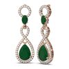 Image 2 : 9.85 ctw Emerald & Diamond Earrings 18K Rose Gold