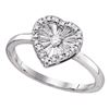 Image 1 : Sterling Silver Round Diamond Framed Heart Ring 1/10 Cttw