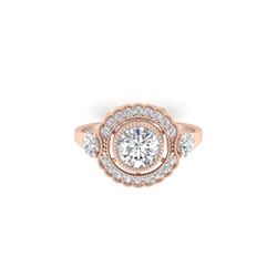 1.9 ctw Certified VS/SI Diamond Art Deco 3 Stone Ring 18K Rose Gold