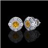 Image 2 : 1.5 ctw Intense Fancy Yellow Diamond Art Deco Earrings 18K White Gold