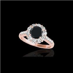 2 ctw Certified VS Black Diamond Solitaire Halo Ring 10K Rose Gold