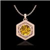 Image 1 : 0.76 ctw Intense Fancy Yellow Diamond Art Deco Necklace 18K Rose Gold