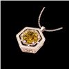 Image 2 : 0.76 ctw Intense Fancy Yellow Diamond Art Deco Necklace 18K Rose Gold