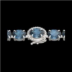 36 ctw London Blue Topaz & VS/SI Diamond Micro Bracelet 14K White Gold