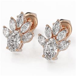 1.75 ctw Oval Cut Diamond Designer Earrings 18K Rose Gold