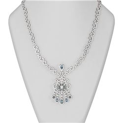 21.66 ctw Aquamarine & Diamond Necklace 18K White Gold
