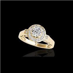1.5 ctw Certified Diamond Solitaire Halo Ring 10K Yellow Gold