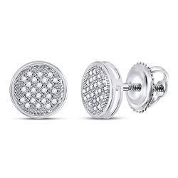 Sterling Silver Round Diamond Cluster Screwback Earrings 1/6 Cttw