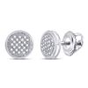 Image 1 : Sterling Silver Round Diamond Cluster Screwback Earrings 1/6 Cttw